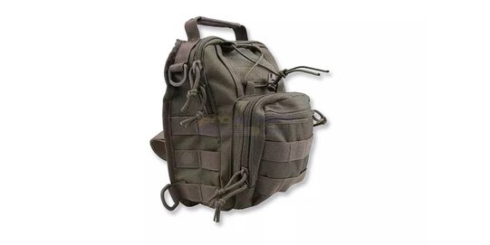 Tactical Shoulder Bag, Green - Close-up of the shoulder bag ,front left