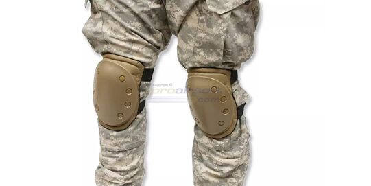 Polvisuojat, hiekka - Hiekan väriset ergonomiset polvisuojat tarranauhakiinnityksellä