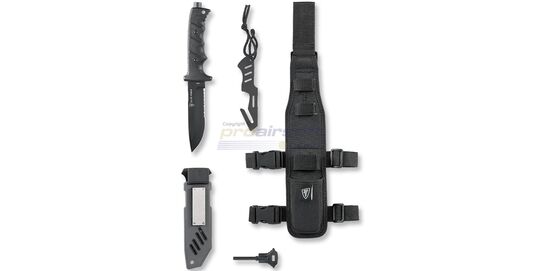 Umarex Elite Force EF703 – Survival Knife with Fire Starter, Sharpener, and Nylon Sheath - EF703 nylon sheath with fire starter, sharpener, and seatbelt cutter