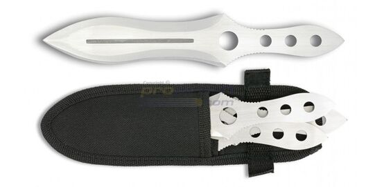 Martinez Albainox heittoveitset 12cm kotelolla (3kpl) - Kolme Martinez Albainox -heittoveistä ja musta nylon-kotelo.