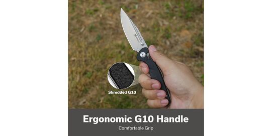 Sencut Glenspar Folding Knife - black Shredded G10 handle with ergonomic design