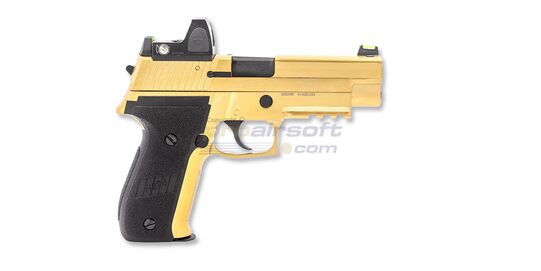 Raven R226 kaasupistooli punapisteellä, metalli, kulta/musta