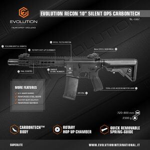 Evolution Recon 10 Silent OPS Carbontech sähköase, musta
