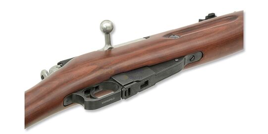 Mosin Nagant 1938 jousitoiminen kivääri (lippaalla), puutukki