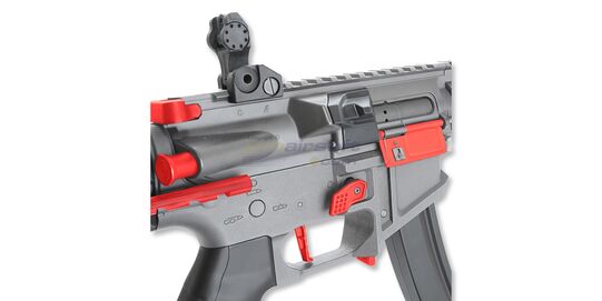 King Arms PDW 9mm SBR Long sähköase, harmaa/punainen